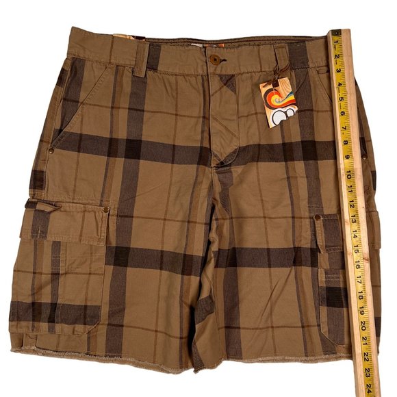 NWT Ocean Pacific(Op) Shorts Men's Cargo/Utility Shorts Cotton Plaid Brown 40 - Picture 10 of 14